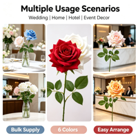 Décoration de table pour événements et fêtes de mariage, centre de table réaliste, fleur de rose en soie blanche à bords roses naturels, résistante à la décoloration