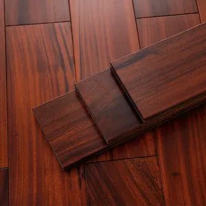 Indoor Solid Wood Flooring Okan Base Material 18mm Thick Wooden Floor Design Rosewood