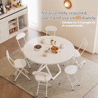 Table pliante ronde moderne en bois avec chaises pieds en métal en forme de X sans assemblage pour la maison cuisine café restaurant