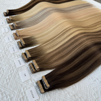 Nouvelles extensions de cheveux adhésives noires et blondes, double épaisseur, en cheveux humains, qualité salon, fournisseur