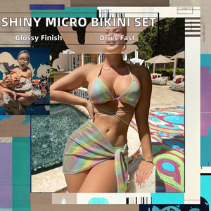 ชุดบิกินี่ X13 รุ่นหรูหรา คอกลม ประดับเลื่อม สายรัดแบบไมโครชายนี่ ลายพิมพ์บราซิล สายรัดไหล่แบบไม่มีสาย โลโก้ด้านหน้า ระบายอากาศได้ดี แห้งเร็ว - Product Image 2