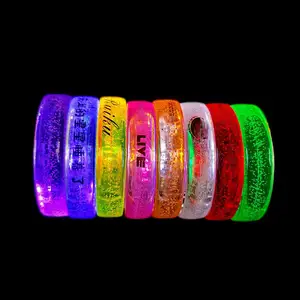 Custom logo color led bracelets with controller Sound Activated remote control led light up wristbands bracelet for parties