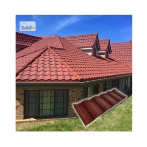 Tuiles métalliques revêtues de pierre résistantes aux chocs et aux chocs, résistantes aux intempéries et aux intempéries, pour les climats chauds. - Product Image 1