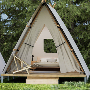 Luxury Tipi Resort <b>Tent</b> with Shower Double Layers Oxford Waterproof Four-Season 2-Door 1680D Modern Style Outdoor Safari <b>Tent</b> - Product Image 6