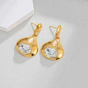 <span class=keywords><strong>Pendientes</strong></span> de Zirconia en Forma de Lágrima, Chapados en Oro Real de 18K sobre Acero Inoxidable, Resistentes a la Decoloración, Ligeros, Joyería Vintage de Lujo <span class=keywords><strong>para</strong></span> Mujer - Product Image 5