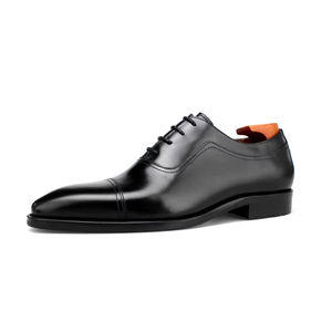 Zapatos de Vestir de Cuero Genuino para Hombre Estilo Británico, Zapatos Oxford con Punta, Mocasines para Novio, Formales de Negocios, con Detalle de Borla, Transpirables - Product Image 1