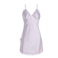 Gaun Tidur Satin Elegan Wanita 2 Setel, Dress Cami V-Neck dan Kimono, Pakaian Tidur Mewah untuk Wanita