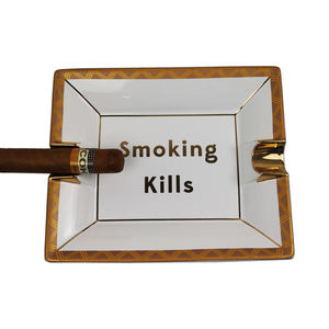 Portacenere per sigaro rettangolo di lusso personalizzato 2 posti posacenere in porcellana piatto da fumo in ceramica con Logo personalizzato posacenere per sigari - Product Image 4