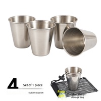 Mini tasses de camping portables en acier inoxydable 304, verres à shot d'extérieur avec pochette de rangement, 70ml, 4 pièces