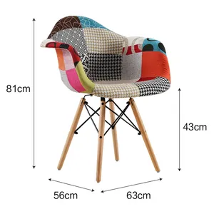 Luxury Living Dinning Room Chair Armchairs French Patchwork Modern Leisure Fabric Wood Leg Dining Chairs