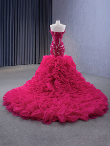 S0867Y Nouvelle Robe de Mariée de Luxe 2026, Col en V Profond, Bustier, Coupe Ajustée, Traîne Sirène, Grande Taille - Product Image 4
