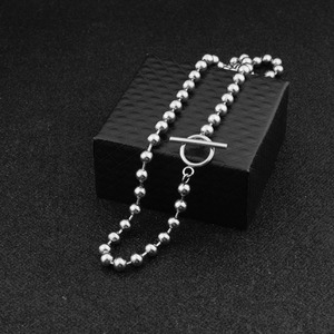 2026 New Simple Niche Design Bead <b>Chain</b> Necklace <b>Titanium</b> Steel OT Button Unisex's Necklaces Fashion Jewelry Wholesale - Product Image 4