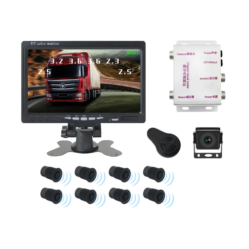 12V 36V 8 Sensoren Ahd Monitor Vrachtwagen Dodehoekdetectiesysteem Bus Vrachtwagen Parkeersensor Truck En Auto Achteruitrijhulpmiddelen