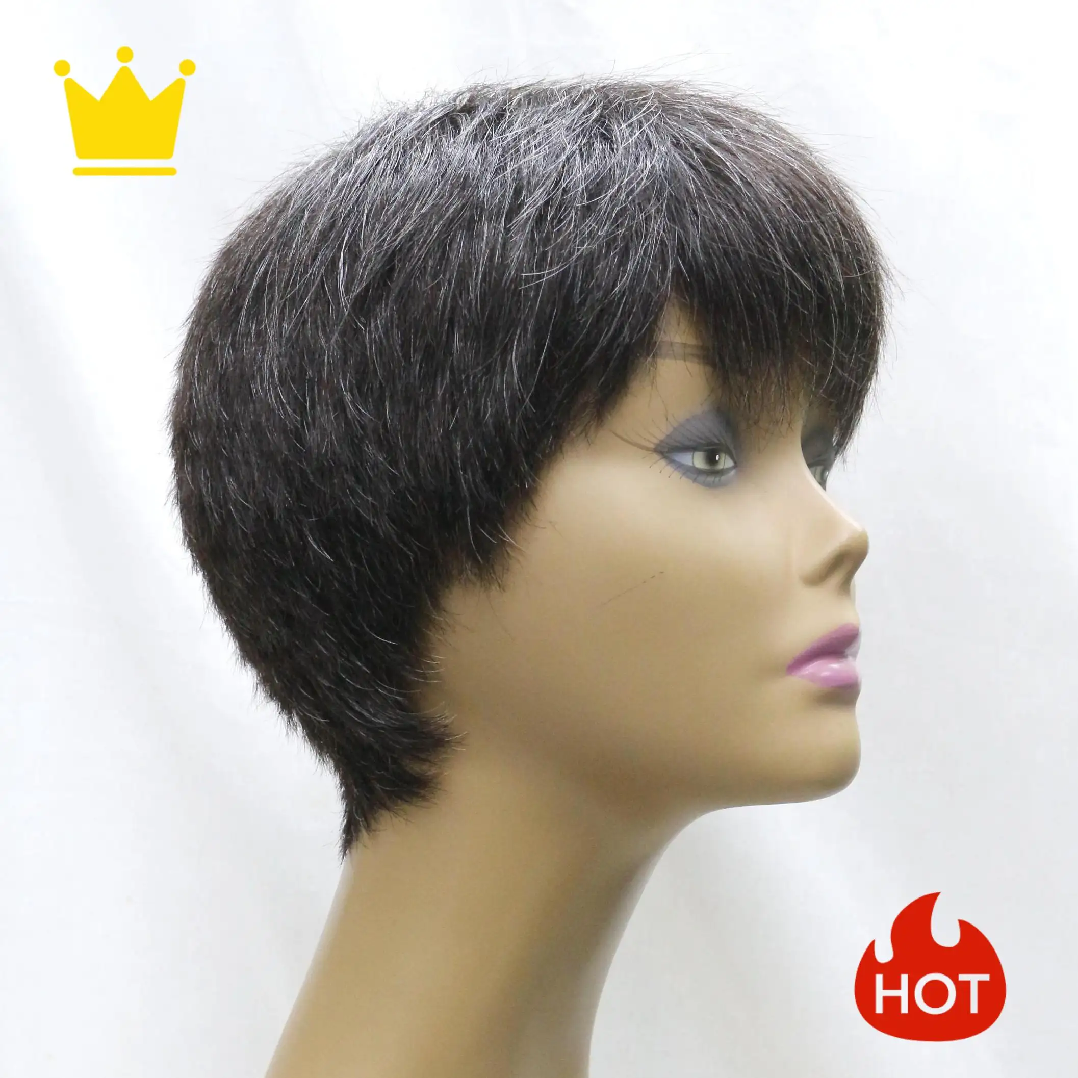 Novelties Cheap 8 Inch Lace Glueless Human Hair Wig Real Pelucas Brazilian Pixie Cut Wigs For Black Women