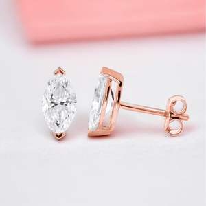 Oro Sólido 1,00 Quilates/VS Marquise Lab Grown Diamond Push Back Stud Pendientes Hecho en Estilo de Moda - Product Image 1