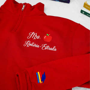Sudadera bordada personalizada para profesores de la escuela, sudadera con cremallera de cuarto, cuello redondo, señora/Señorita, nombre, invierno, temporada de otoño, camiseta tejida en 3D - Product Image 5