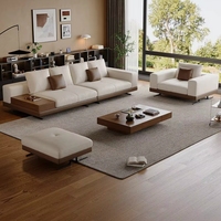Luxuriöses Modernes Ledersofa-Set - Hochwertiges Designer-Sofa für den Heimgebrauch, Weiches Beliebtes Wohnzimmer-Sofa mit Beistelltisch
