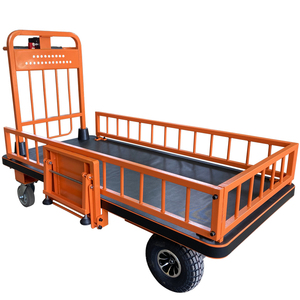 Carro de mano de plataforma de acero PU plegable de carga industrial de cuatro ruedas eléctrico de servicio pesado personalizable para uso en hoteles y aeropuertos - Product Image 5