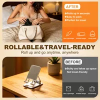 Support de téléphone portable en silicone flexible, pliable pour les voyages, support mains libres pour téléphone, tablette, ordinateur portable, résistant aux rayures