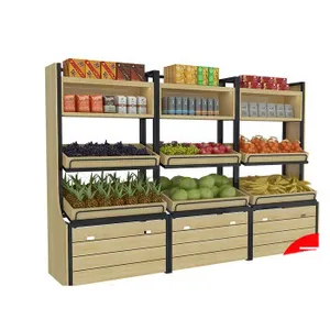 Nhiệm Vụ Nặng Nề Một Mặt Hiển Thị Giá Kệ Công Suất Lớn Khô Trái Cây Tươi Hạt Thực Phẩm Lưu Trữ Giỏ Cho Siêu Thị Gỗ Kim Loại - Product Image 1