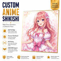 Kertas Shikishi Berlapis Emas dengan Desain Cinta & Hewan, Seni Karakter Cetak untuk Grosir