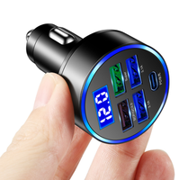 Cargador de coche estándar de 150W 5 en 1 con pantalla digital Cargador de coche de 5 puertos con arrastre de voltaje Cargador de coche de cinco puertos