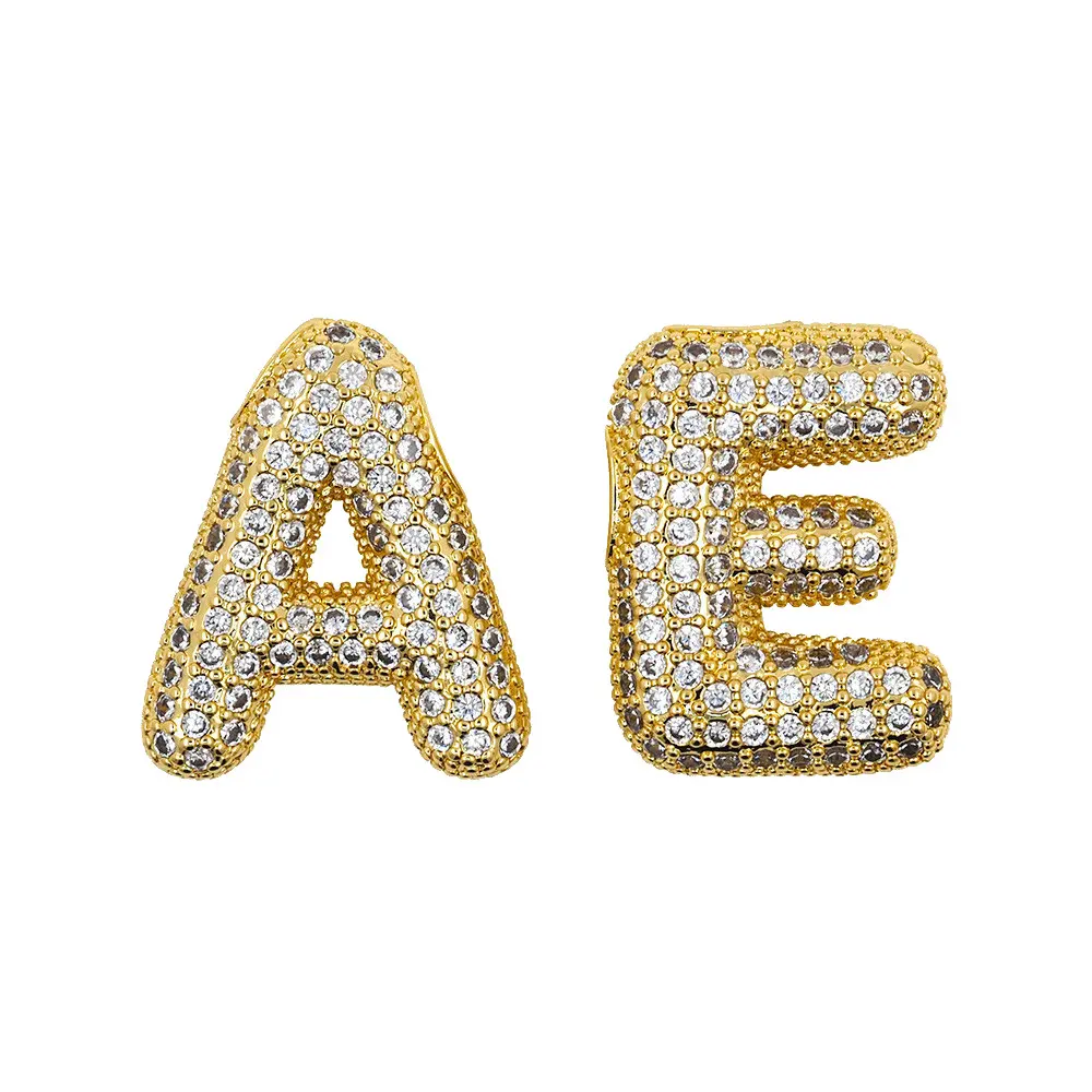 Pingente de letras com iniciais, pingente de zircônia banhado a ouro 18K, colar com nome personalizado, 26 letras, joia para mulheres, acessórios de joalheria