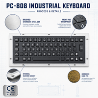 PC-808 Presisi IP65 Keyboard Baja Tahan Karat Industri Tahan Air 65 Tombol USB PS/2 untuk Terminal Mesin CNC Kios Medis