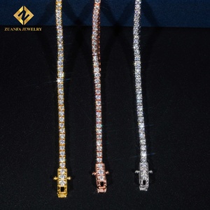 USA Cổ Hot Bán Iced OUT 2Mm Dây Chuyền Quần Vợt 925 Sterling Bạc Vvs Đồ Trang Sức Mỹ Moissanite Quần Vợt Chuỗi Người Đàn Ông Phụ Nữ - Product Image 4