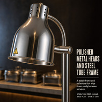 Lampe chauffante alimentaire à double tête avec base ronde pour buffet de restaurant, présentation de traiteur et service de cuisine d'hôtel