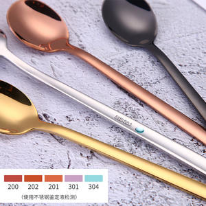 Cucchiaio a manico lungo Premium da 7.8 pollici cucchiaino ghiacciato in acciaio inossidabile per mescolare Cocktail mescolando frappè al caffè bevanda fredda - Product Image 3