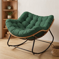 Fauteuil œuf en rotin de luxe Brio, fauteuil à bascule en rotin PE avec coussin, fauteuil de salon surdimensionné pour jardin, salon