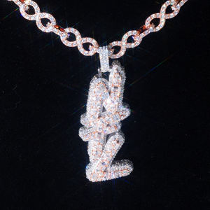 Pendentif personnalisé en diamant cultivé en laboratoire certifié IGI VVS, style hip-hop, en argent 925, avec initiale en diamant, bijoux fins pour hommes - Product Image 1