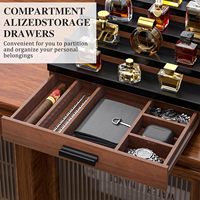 Organisateur de Cologne à 3 Tiroirs en Bois avec Compartiment Caché, Présentoir à Parfums, Rangement pour Épices, Style Américain Marron