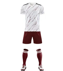 White Sublimation Football Kit With Accessories Football Shirt Maker Cheap Sports T Shirt Custom Design Soccer Jersey Uniform