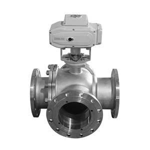 COVNA Vanne à boisseau sphérique à bride en acier inoxydable, actionnée, 4 voies en T, DN50 2 pouces PN16, haute pression 12V, avec fenêtre de contrôle de 90 jours - Product Image 1