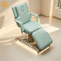 Table de massage électrique portable de luxe à 2 moteurs avec base en bois LED, table motorisée pour soins du visage, SPA, salon, hôtel, maison, magasin de massage des pieds