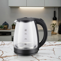 Bouilloire électrique en verre de 2 L avec télécommande, design sans fil, arrêt automatique et maintien au chaud - Petite taille, idéale pour les camping-cars et l'extérieur