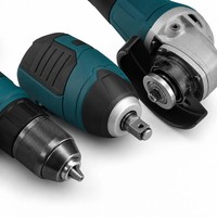 Kit combiné d'outils électriques sans fil sans balais 3 en 1 : perceuse, visseuse à chocs, meuleuse d'angle avec batterie et chargeur rapide pour le bricolage et la construction