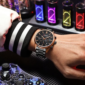 CURREN 8446 <b>Watches</b> Gold Black Stainless Steel Chronograph <b>Watch</b> <b>Men's</b> Sports Small Three Needle Quartz <b>Mens</b> Wristwatch for <b>Men</b> - Product Image 2