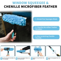 Kit de dépoussiérage télescopique léger en microfibre de 30 pieds avec perche d'extension de 3 à 30 pieds pour le dépoussiérage des plafonds et le nettoyage des fenêtres