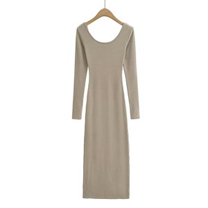 Vestido <span class=keywords><strong>de</strong></span> cintura alta con cuello cuadrado estilo Spice Girl, novedad <span class=keywords><strong>de</strong></span> otoño 2023 para mujer, vestido largo elástico con pedrería hueca para mujer - Product Image 1