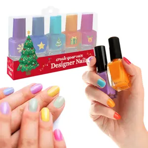 Tùy chỉnh giả vờ DIY mỹ phẩm trò chơi cô gái Nail Salon đồ chơi 5 màu sơn móng tay Set cho trẻ em