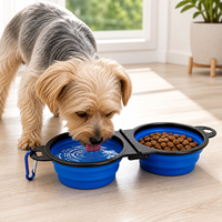 Bol carré pliable en silicone pour animaux de compagnie - Portable pour les voyages et l'extérieur
