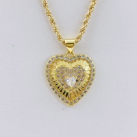JML Vente en gros Collier personnalisé en laiton plaqué or 14 carats avec pendentif cœur en zircon, accessoires de mode pour femmes, Saint-Valentin