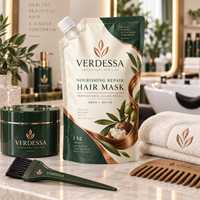 Pochette à bec verseur refermable personnalisée de haute qualité pour masque capillaire nourrissant et réparateur de 1 kg, emballage de recharge pour salon avec fermeture éclair