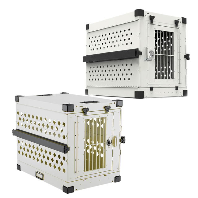 Factory Wholesale Hot Selling Foldable Aluminum Dog Cage Lightweight Stackable Metal Pet Crate for Car Travel Outdoor Use
