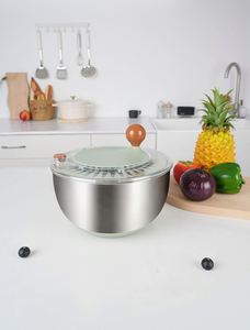 Oferta Especial: Mezclador Manual Multifuncional para Ensaladas, Centrifugador de Verduras y Frutas, de Acero Inoxidable, con Capacidad de 4.5L - Product Image 4