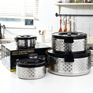 Lot <span class=keywords><strong>de</strong></span> 4 chauffe-plats <span class=keywords><strong>de</strong></span> luxe en acier inoxydable, double isolation, thermos alimentaire XG, grand récipient <span class=keywords><strong>de</strong></span> stockage alimentaire, marmite isotherme pour aliments chauds ou froids - Product Image 2