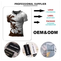 Camiseta de Hombre, Corte Holgado, Estilo Casual, con Diseño de Mapa Impreso en 3D, Patrón Sólido, Moda de Verano, Manga Corta